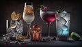 a group of different types of glasses with drinks in them. generative ai