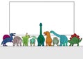Group of dinosaur looking at white board Royalty Free Stock Photo