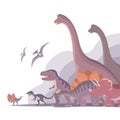 Group of dinosaurs on a white background Royalty Free Stock Photo