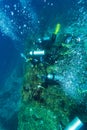 Group of divers going deep Royalty Free Stock Photo