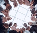 group of diverse ambitious young people standing in a circle Royalty Free Stock Photo