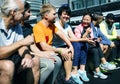 Group of diverse athletes sitting together Royalty Free Stock Photo