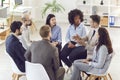 Group of diverse business people discussing work project on a meeting in office. Royalty Free Stock Photo