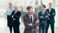 Group of diverse business people standing in the office. Royalty Free Stock Photo