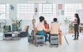 Group of diverse businesspeople having a meeting in a modern office at work. Young african american businesswoman doing Royalty Free Stock Photo