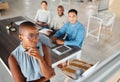 Group of diverse businesspeople having a meeting in an office at work. Young focused african american businesswoman Royalty Free Stock Photo