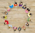 Group of Diverse Children Looking Up