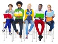 Group of Diverse Colorful People Reading Books Royalty Free Stock Photo