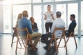 Group of diverse creative design business people, sitting in an innovation team growth meeting together. Modern casual Royalty Free Stock Photo