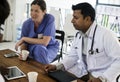 Group of diverse doctors are having a discussion Royalty Free Stock Photo