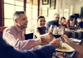 Group of diverse friends are celebrating together