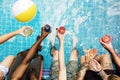 Group of diverse friends enjoying summer time with beverage Royalty Free Stock Photo