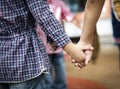 Group of diverse kindergarten students standing holding hands to Royalty Free Stock Photo