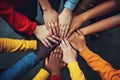 Group of diverse multiethnic people holding hands together. Teamwork concept, Group of Diverse Hands Together Joining Concept,