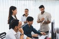 Group of diverse office worker employee working together. Prudent