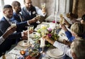 Group of Diverse People Clinking Wine Glasses Together Royalty Free Stock Photo