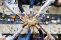 Group of Diverse People Clinking Wine Glasses Together Congratulations Celebration