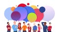 Group Of Diverse People With Colorful Chat Bubbles Cartoon Men And Women Social Media Communication Concept Royalty Free Stock Photo