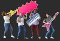 Group of diverse people enjoying music instruments Royalty Free Stock Photo