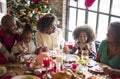 Group of diverse people are gathering for christmas holiday Royalty Free Stock Photo