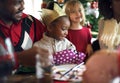 Group of diverse people are gathering for christmas holiday Royalty Free Stock Photo