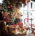 Group of diverse people are gathering for christmas holiday Royalty Free Stock Photo