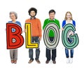 Group of Diverse People Holding the word Blog Royalty Free Stock Photo