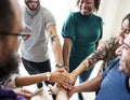 Group of diverse people joined hands together teamwork Royalty Free Stock Photo