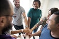 Group of diverse people joined hands together teamwork Royalty Free Stock Photo