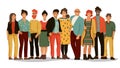 Group of diverse people. Office employee team of young happy men and women, cartoon portraits of workers. Vector male