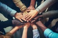 Group of diverse people putting their hands together on top of each other, Group of Diverse Hands Together Joining Concept, Royalty Free Stock Photo