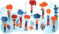 Group of diverse people with speech bubble. Crowd talking. Communication and sharing. Social network. Share ideas. Multi-ethnic