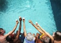 Group of diverse senior adults eating ice cream together Royalty Free Stock Photo