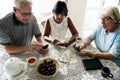 Group of diverse senior people using mobile phone Royalty Free Stock Photo