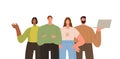 Group of diverse smiling people standing together. Team of cheerful male and female office workers, clerks, employees, or Royalty Free Stock Photo