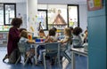 Group of diverse students at daycare Royalty Free Stock Photo