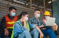 Group of diverse workers wearing face mask failure following news layoffs workers due to COVID-19 pandemic