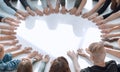 group of diverse young people joining their palms in a circle Royalty Free Stock Photo