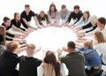 group of diverse young people joining their palms in a circle Royalty Free Stock Photo