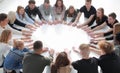 group of diverse young people joining their palms in a circle Royalty Free Stock Photo