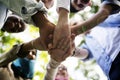 Group of diverse youth with teamwork joined hands Royalty Free Stock Photo