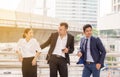 Group of diversity business people team talking and consult while standing together outdoor Royalty Free Stock Photo