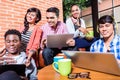 Group of diversity college students learning on campus Royalty Free Stock Photo