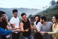 Group of diversity friend with sparklers and enjoying  together at outdoor,Happy and smiling Royalty Free Stock Photo