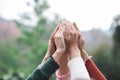 Group of diversity  people join hand together, Collaboration Business Team success concept. Teamwork high five as team together Royalty Free Stock Photo