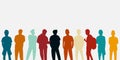 Group diversity silhouette multiethnic people. Community of colleagues or collaborators. Male social network community of diverse