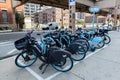 Group of Divvy Bikes on the Sidewalk in the West Loop of Chicago