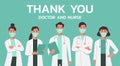 Thank you doctors and nurses concept. medical staff wearing surgical face mask