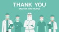 Thank you doctors and nurses concept. medical staff wearing protective suits Royalty Free Stock Photo