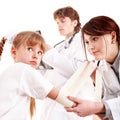 Group doctor treat happy child. First aid. Royalty Free Stock Photo